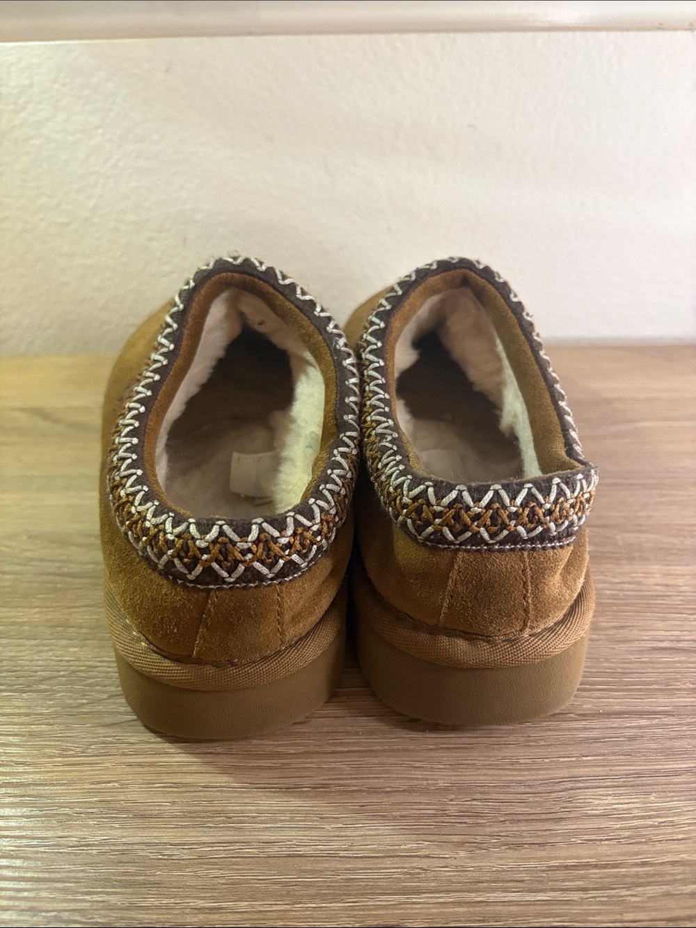 UGG Chestnut Brown Suede Slip-On Slippers with Braided Trim - Picture 5 of 11